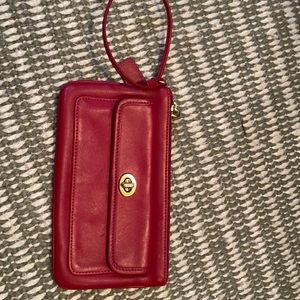 Coach red leather wristlet — perfect EUC